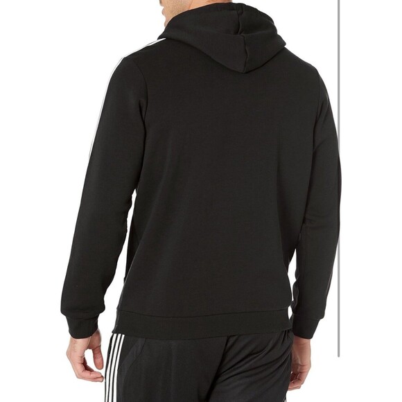 adidas Men's Essentials Fleece 3-Stripes Hoodie Black Sz Large New With Tags - Picture 2 of 7